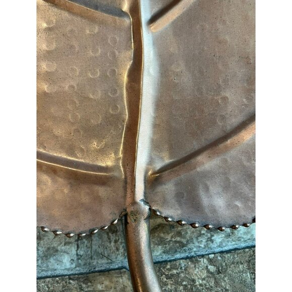 Vtg 1970's Solid Copper Maple Leaf Decorative Serving Dish Hand Hammered - Picture 8 of 10